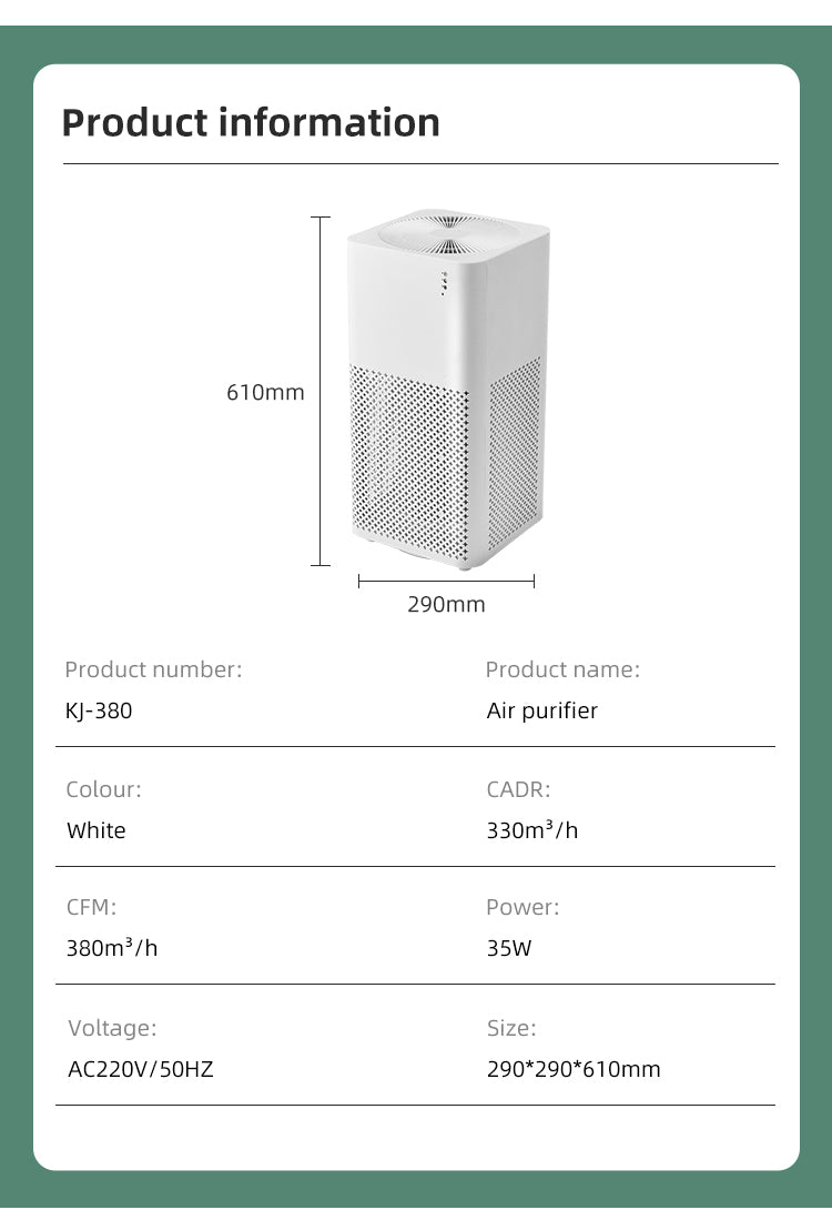 Malbero PS2 Smart Air Purifier – HEPA Filter, 480m³/h CADR, WiFi Control & Filter Reminder for Home & Car